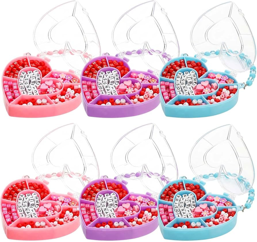 Cunno 6 Pack Heart-shaped Plastic Snack Box with Handle Divided Serving Tray with Lid Charcuterie... | Amazon (US)