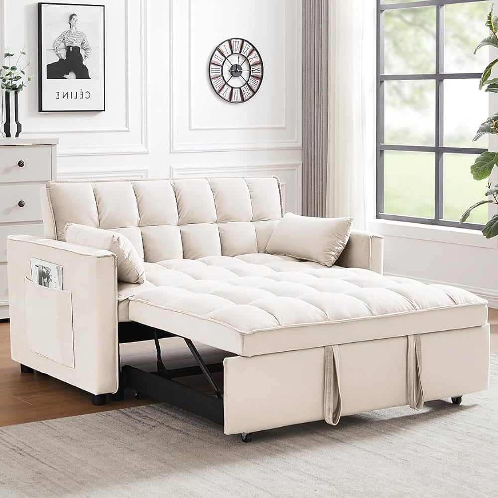 Lin-Utrend 3 in 1 Convertible Sleeper Sofa Bed with Pull Out Sofa Bed, Modern Velvet Loveseat Fut... | Amazon (US)