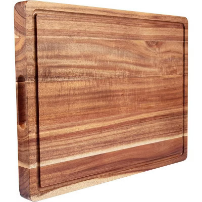 Acacia Wood Cutting Board, Large Wooden Chopping Board for Kitchen, Reversible Wooden Butcher Block with Deep Juice Groove | Target