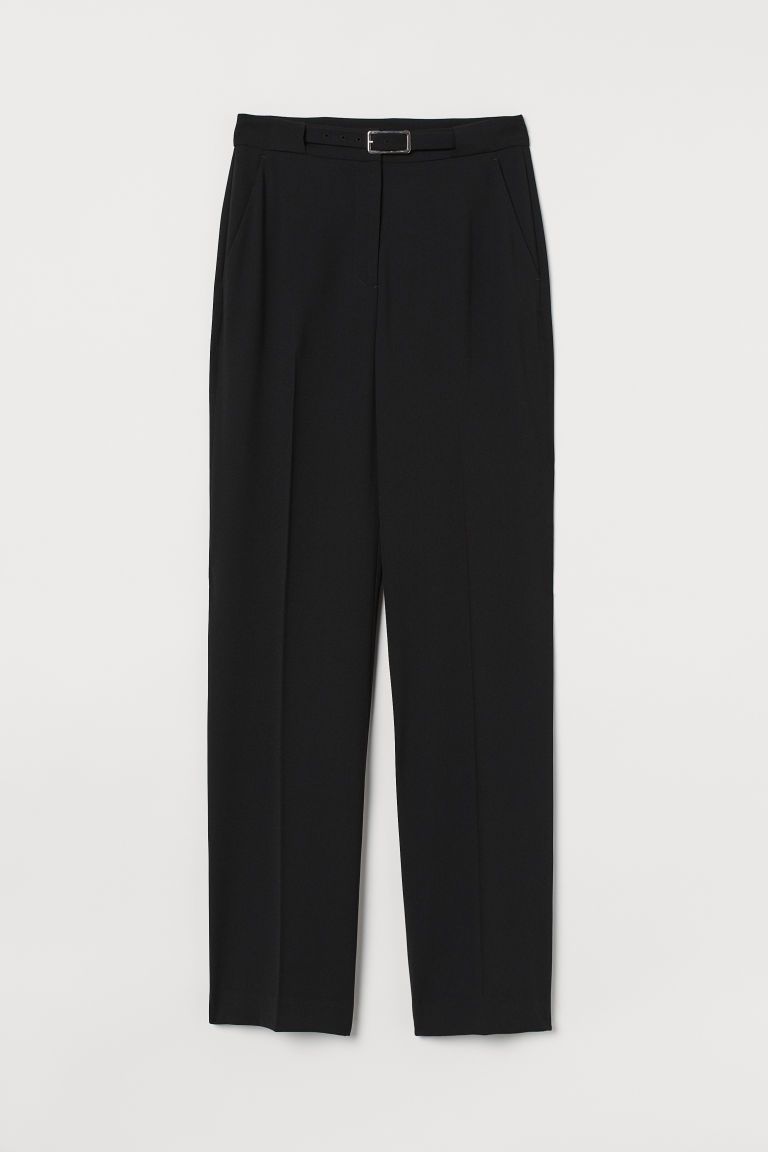 H & M - Dress Pants with a Belt - Black | H&M (US + CA)