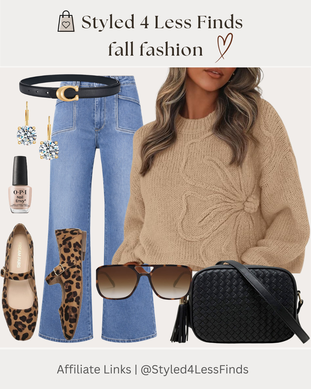 A classic fall outfit that feels effortless, elevated and so easy to wear! 🤎 The relaxed-fit jeans paired with a cozy knit sweater create the perfect everyday look, while the leopard-print Mary Janes add just the right amount of personality. Finish it off with a black crossbody, oversized sunnies and simple gold jewelry.

✨ Style Tip: Leopard is the perfect neutral for fall! If you’re wearing a statement print like these shoes, keep the rest of your outfit neutral and let the print be the star. 

 #LTKcanada #LTKfall #LTKover50style