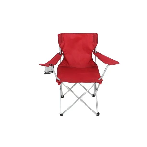 Ozark Trail Basic Quad Folding Outdoor Camp Chair with Cup Holder, Red, Outdoor - Walmart.com | Walmart (US)