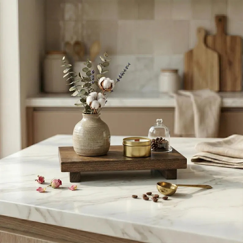 Wooden Tray Riser, Wood Pedestal Tray, Farmhouse Riser Stand, Rustic Wood Tray, Coffee Bar Decor,... | Etsy (US)