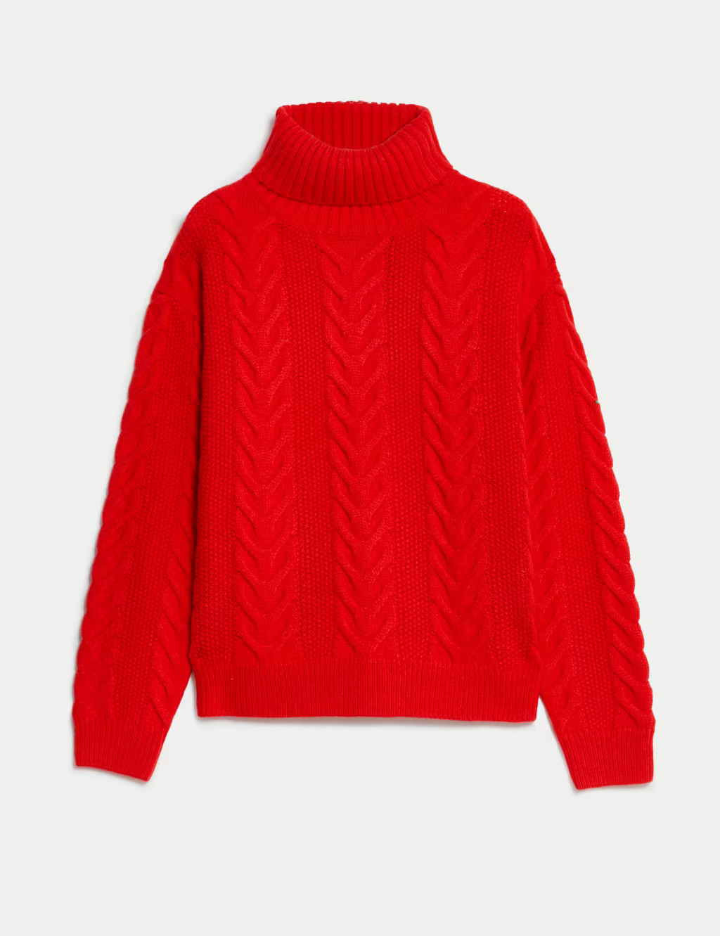 Recycled Blend Cable Knit Roll Neck Jumper | Marks & Spencer (UK)
