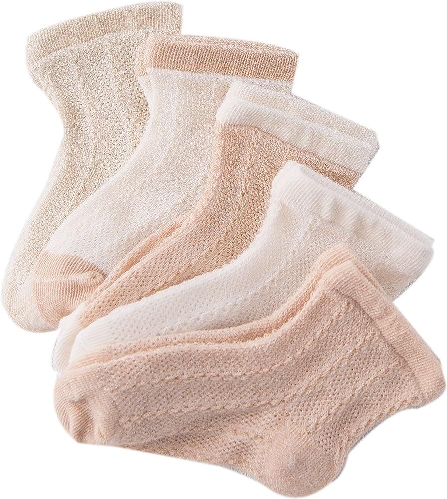 GZMM Newborn Baby Organic Cotton Socks 5 Pairs Pack For 0-24months Infant Toddler | Amazon (US)