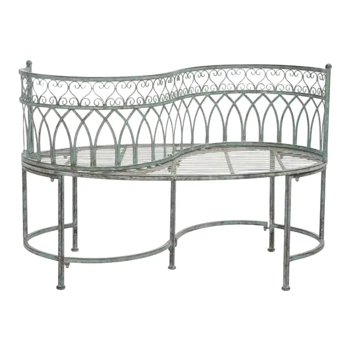 Outdoor Lara Kissing Bench - Antique Green | Chairish