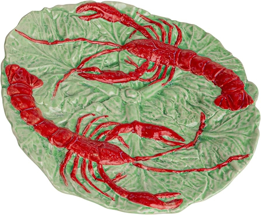 Creative Co-Op Lobster Feast Stoneware Plates, Red and Blue, Set of 6 | Amazon (US)
