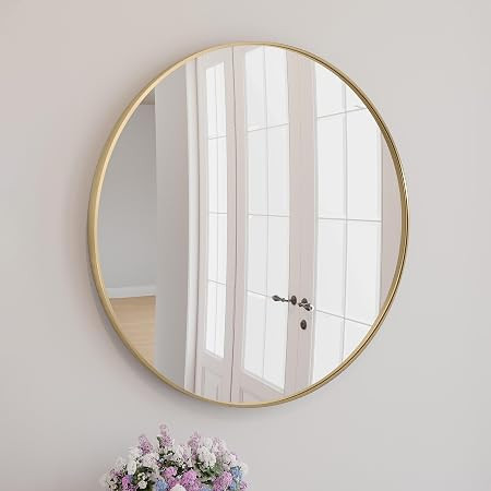 Design House Kenna Round Framed Mirror, 24", Brushed Gold | Amazon (US)