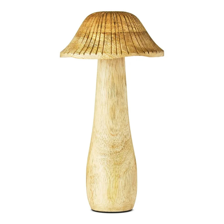 Decoración de Mesa Navideña con Setas de Madera de Mango, Acabado Natural, 9,8", de Holiday Tim... | Walmart (US)