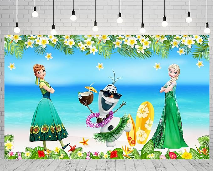 Summer Tropical Tawaii Aloha Backdrop Birthday Party Supplies 5x3ft Princess Elsa Anna Photo Back... | Amazon (US)