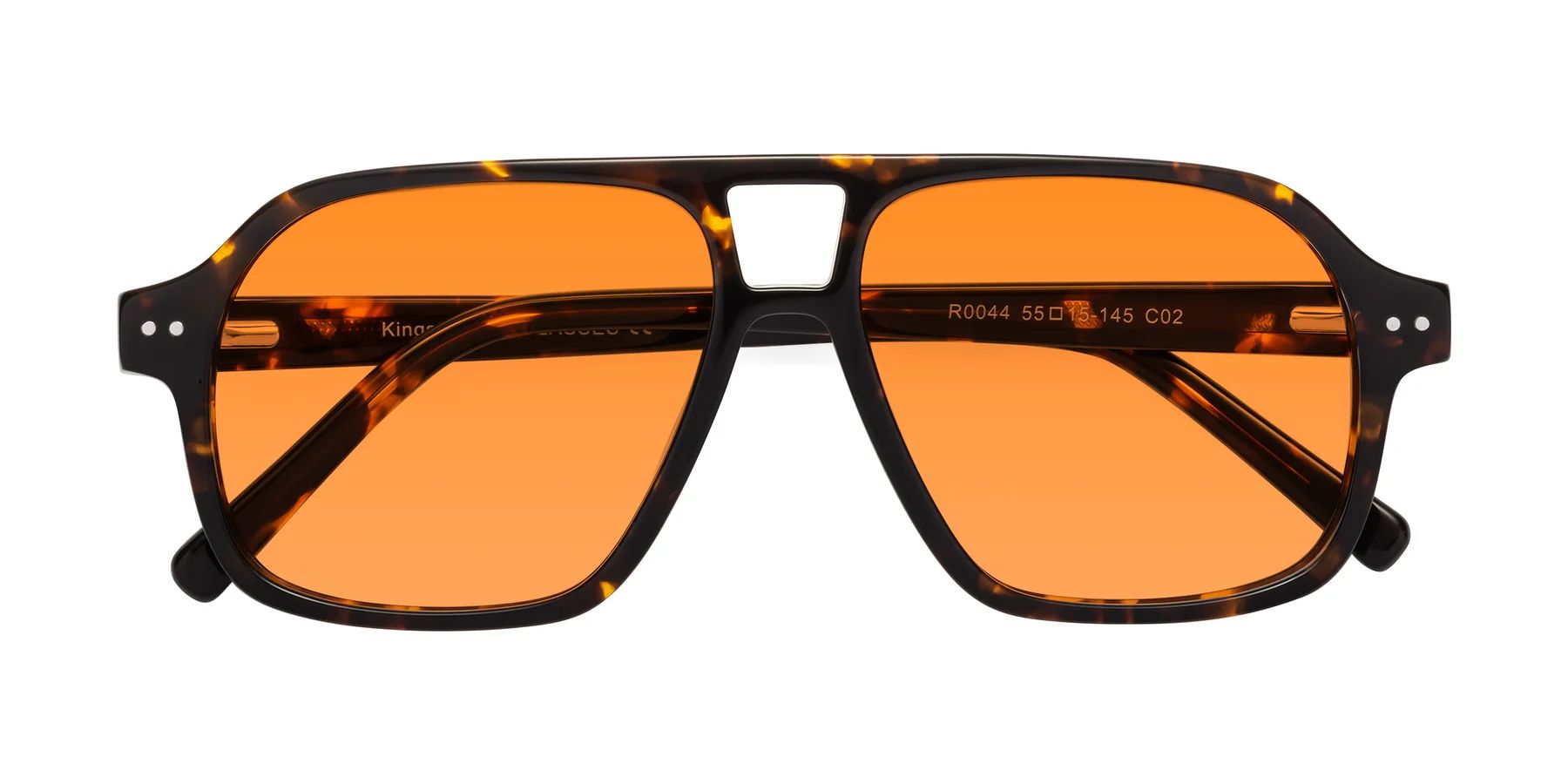 Tortoise Grandpa Oversized Aviator Tinted Sunglasses with Orange Sunwear Lenses - Kingston | Yesglasses