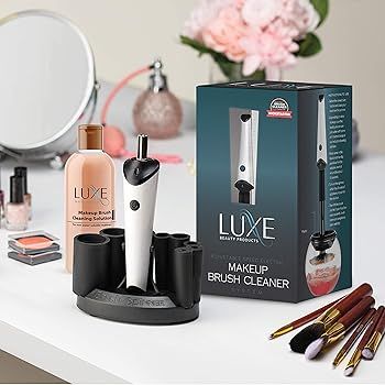 Luxe Electric Makeup Brush Cleaner with Makeup Brush Cleaner Solution, USB Charging Station, 3 Ad... | Amazon (US)