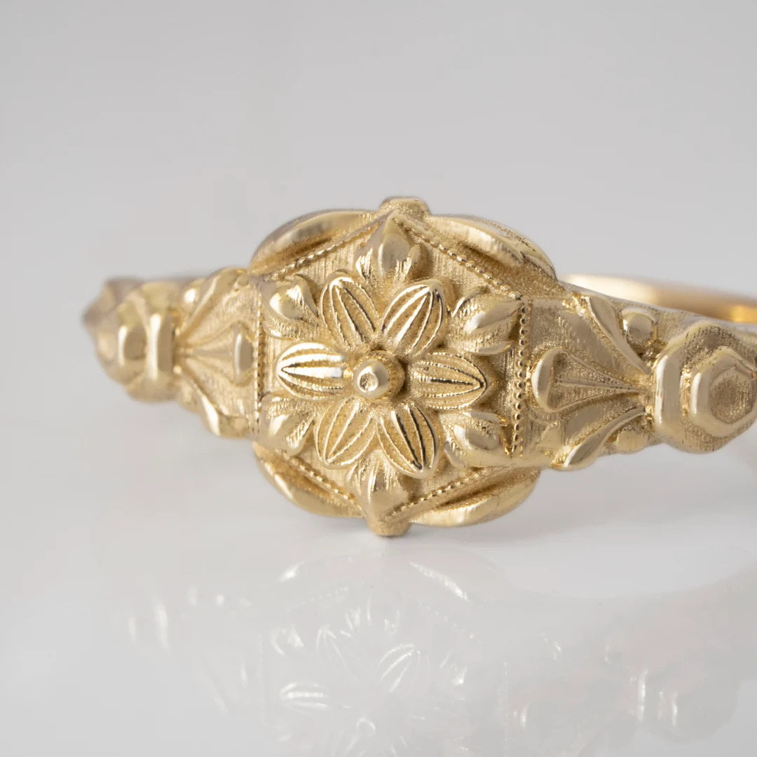 Hexagon Floral Signet | Antique Victorian Ring | Christian Ring Church | Personalized Monogram Ri... | Etsy (US)