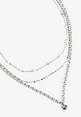 Silver Blue Bead Faux Pearl Layered Necklace Set | Maurices