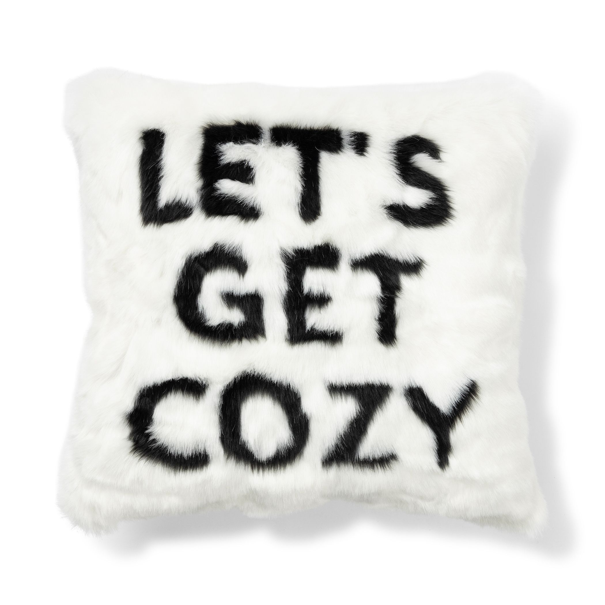 Mainstays Let's Get Cozy Sentiment Faux Fur Decorative Throw Pillow, 18'" x 18", Square, White, S... | Walmart (US)