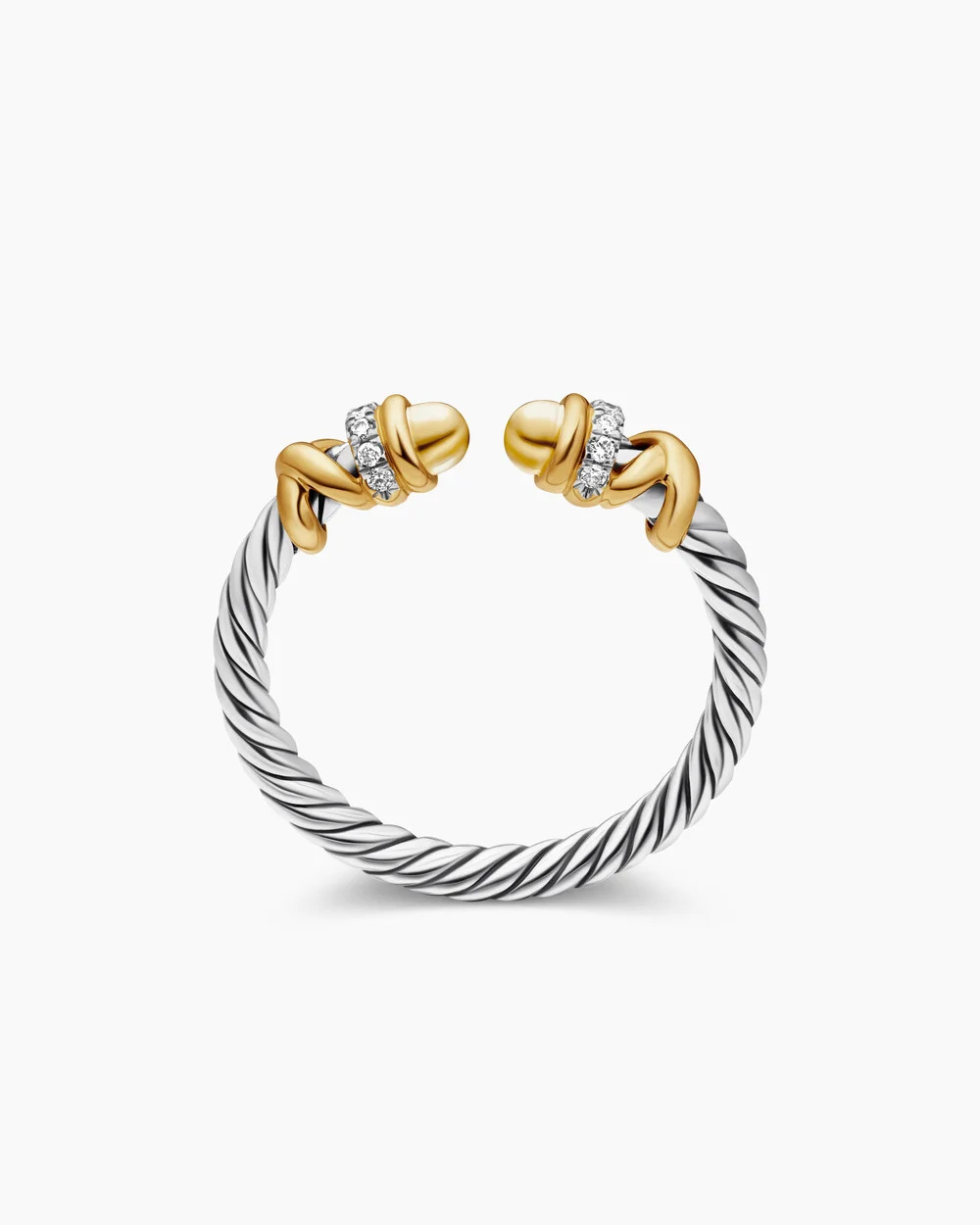 David Yurman | Petite Helena Ring in Sterling Silver with 18K Yellow Gold and Diamonds, 2.5mm | David Yurman