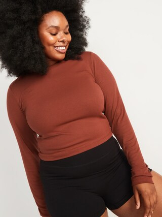 UltraLite Long-Sleeve Crew-Neck Ribbed Cropped Top for Women | Old Navy (US)