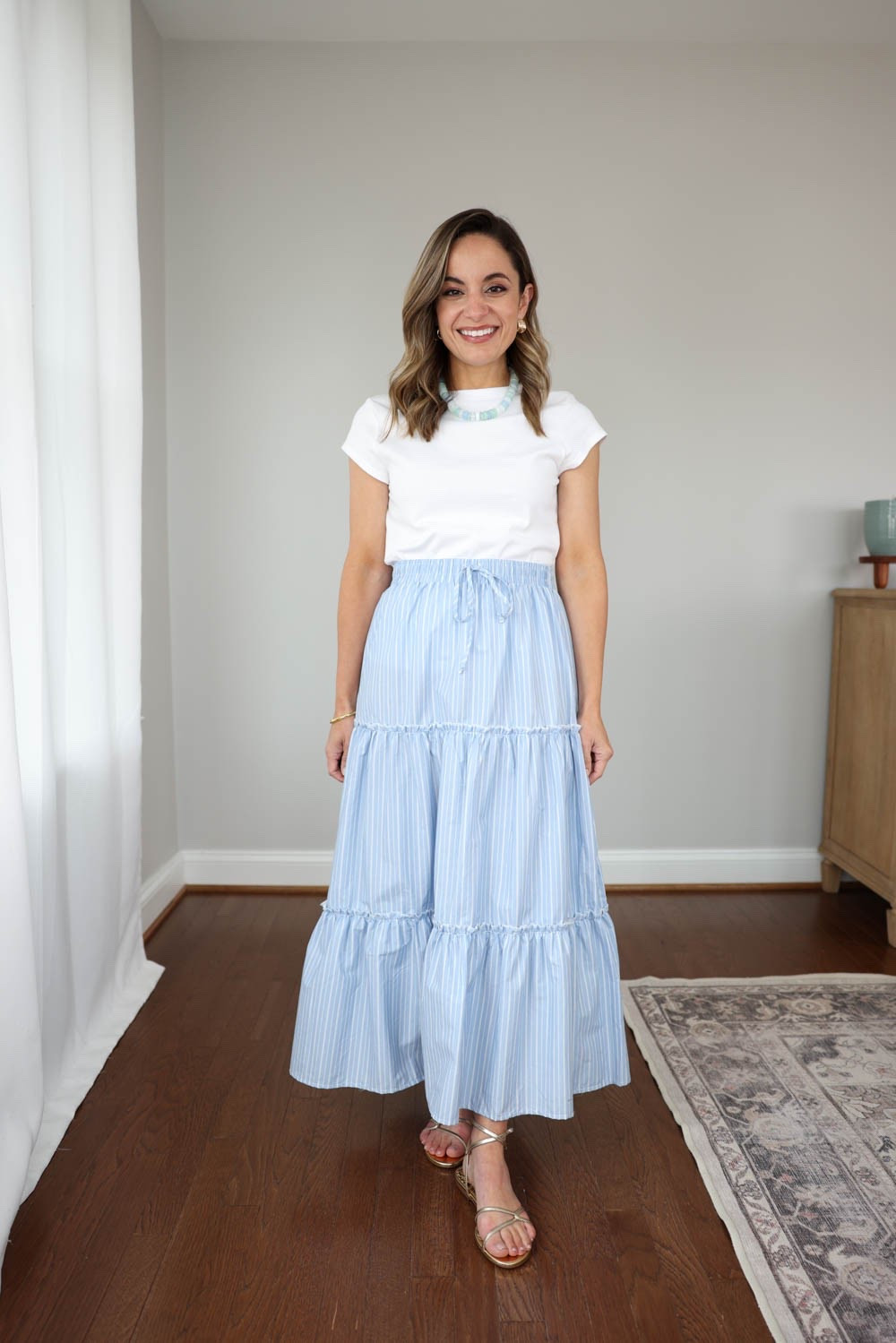 If you’re looking for budget friendly, this top and skirt combo is under $30! Both pieces have popped back up in xs this morning (the size I’m wearing in both).