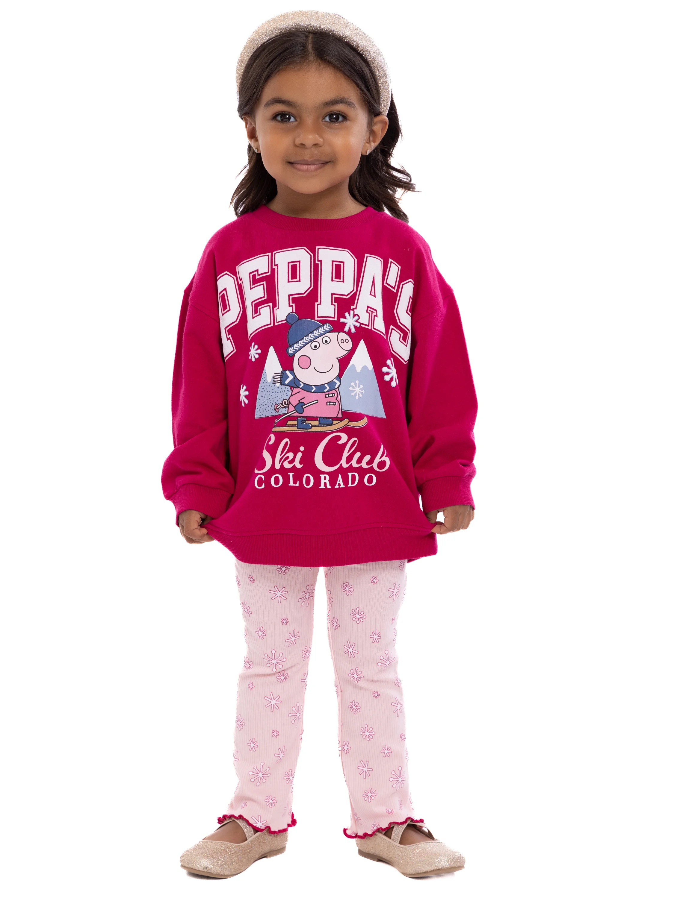 Peppa Pig Toddler Girls Graphic Crewneck Sweatshirt and Flare Leggings Set, 2 Piece, Sizes 12M-5T | Walmart (US)