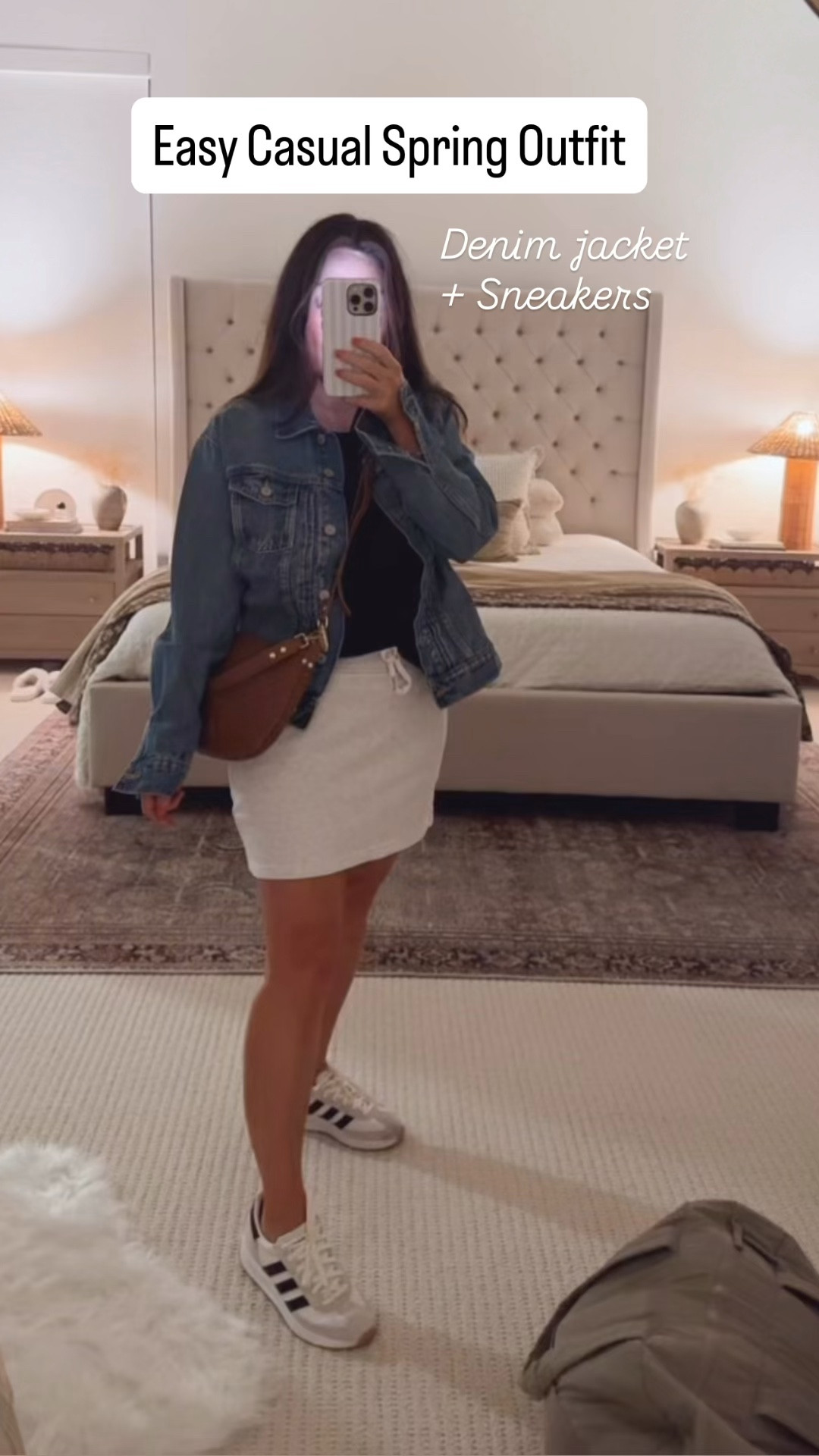 Easy casual spring outfit  🤍 Outfit runs TTS. This Amazon skirt is actually a skort with built-in shorts which makes it so comfortable and practical for everyday wear, travel, errands, or mom life. Vacation outfits and spring break outfits. Styled it with classic Adidas sneakers, a simple cap sleeve black top, and my favorite oversized denim jacket for an effortless casual look. Linking this exact skort plus more Amazon casual outfit basics that are perfect for spring and summer outfits. Follow me on LTK for daily fashion, home decor & Amazon finds.

#LTKSaleAlert #LTKmomlife #LTKPetite