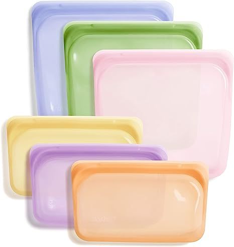 Stasher Silicone Reusable Storage Bag, Bundle 6-Pack (Spring Rainbow) | Food Meal Prep Storage Co... | Amazon (US)