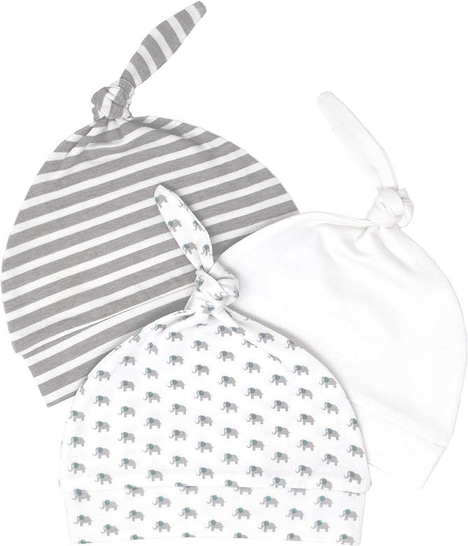 Newborn Hats for Boys Girls Soft 100% Organic Cotton Infant Baby Beanie Hospital Caps (3-Pack) (0... | Amazon (US)