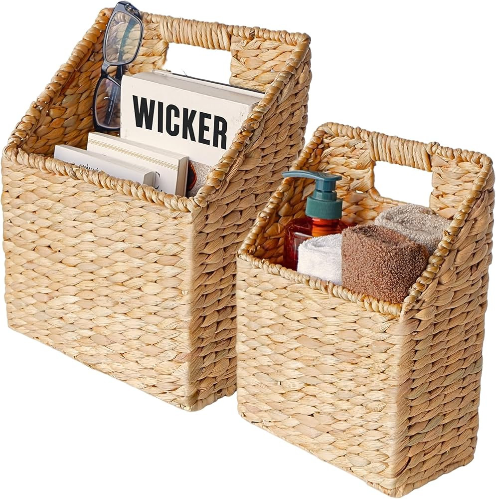 Wicker Hanging Storage Baskets, Set of 2 Hanging Wall Baskets, Mail Baskets for Wall, Hanging Bas... | Amazon (US)