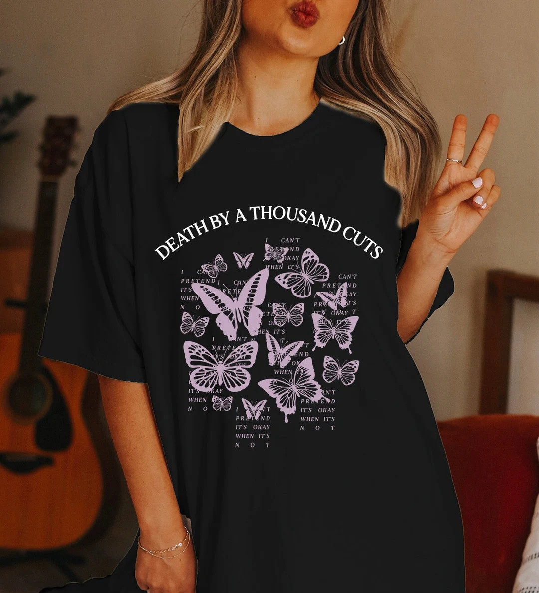 Oversized Taylor Swift merch Death By A Thousand Cuts lyrics tee | Unisex Swiftie shirt | Dripped... | Etsy (US)
