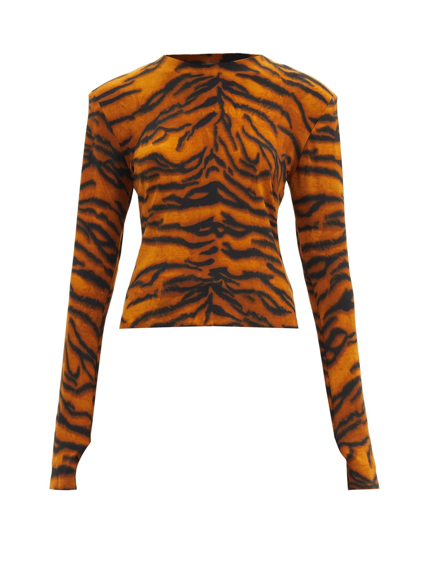 Exaggerated-shoulder tiger-print jersey top | Norma Kamali | Matches (US)