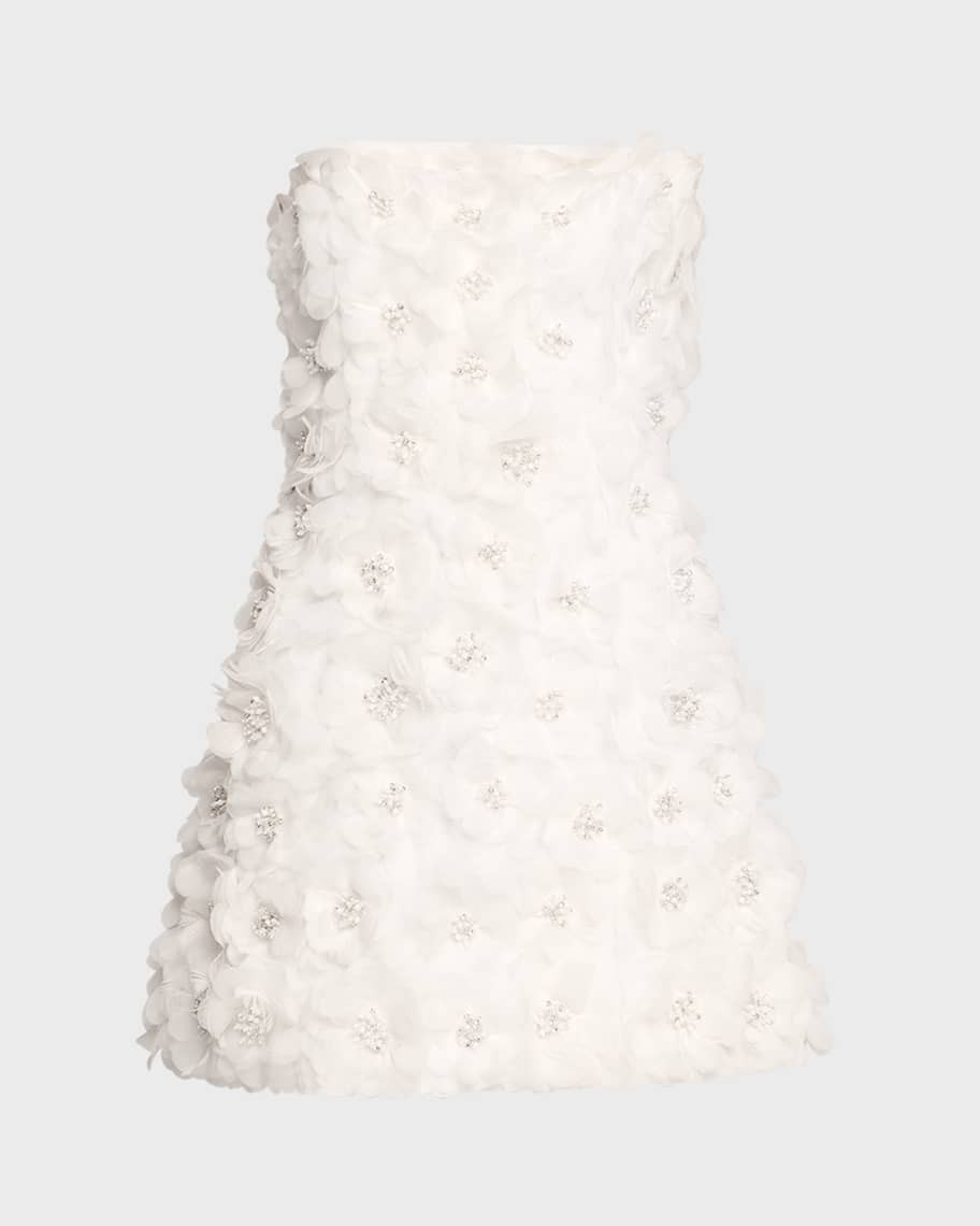 Alice + Olivia Velia Crystal Floral Strapless Mini Gown | Neiman Marcus