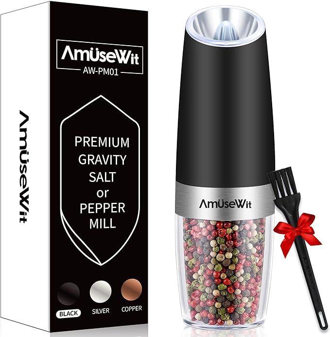 Electric Gravity Pepper Mill or Salt Grinder Mill [White Light] - Battery Operated Automatic Pepp... | Amazon (US)