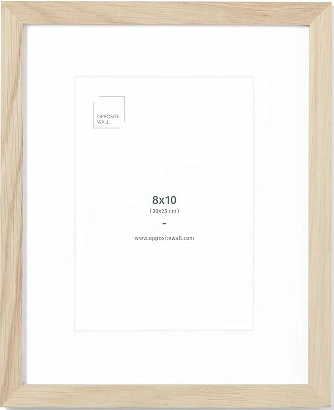 Opposite Wall - 8x10 in - Natural Solid Oak Wood Picture Frames with Mat - Wall Hanging & Tableto... | Amazon (US)
