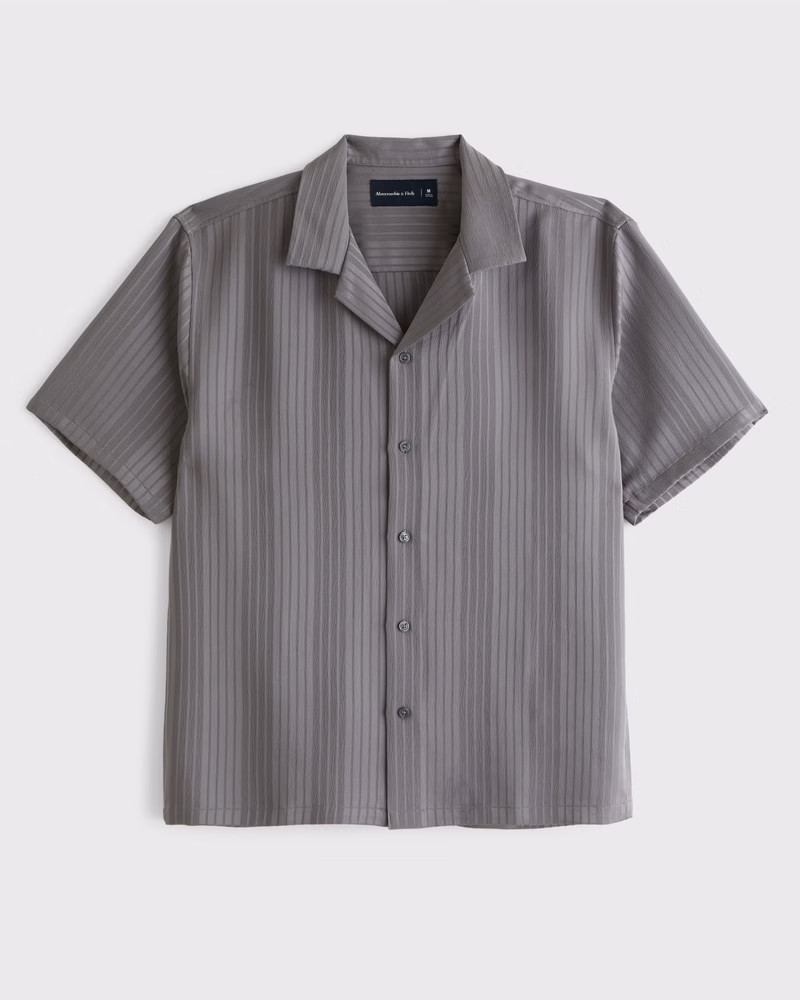 Men's Camp Collar Textured Button-Up Shirt | Men's Tops | Abercrombie.com | Abercrombie & Fitch (US)