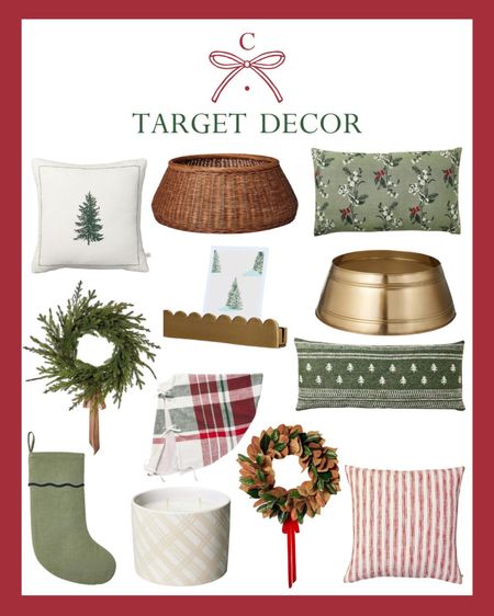 Inexpensive Christmas decor from Target’s Studio McGee and Magnolia Hearth & Hand holiday collections, including pillows, tree collages, wreaths, a holiday card holder, and tree skirt, a stocking, and a candle

#LTKHoliday #LTKfindsunder50 #LTKhome