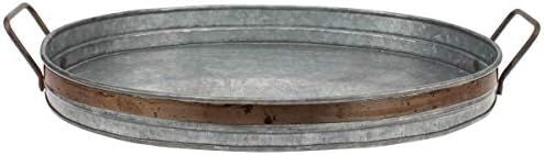Stonebriar Rustic Galvanized Serving Tray with Rust Trim and Metal Handles, MEDIUM, Gray | Amazon (US)
