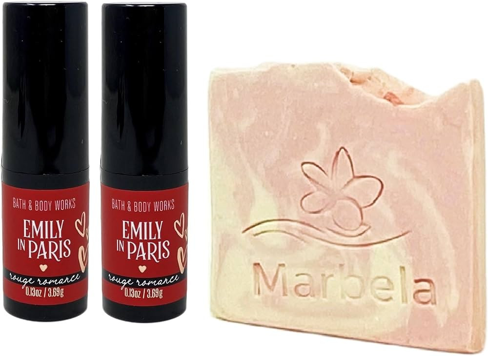 Bath & Body Works Emily In Paris Rouge Romance 2 Pack Lipstick Gift Set Bundle with a Himalayan S... | Amazon (US)