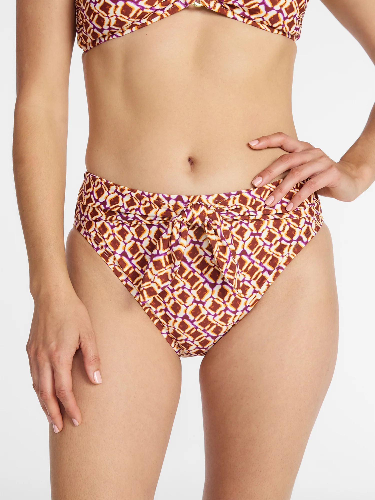 Time and Tru Women's and Women's Plus Tie Front High Cut Bikini Bottoms, Sizes XS-3X - Walmart.co... | Walmart (US)