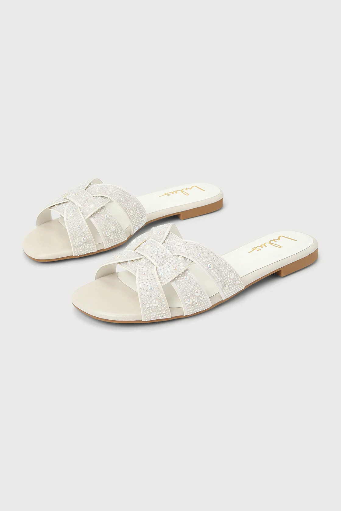 Eclipsa Ivory Pearl Slide Sandals | Lulus (US)