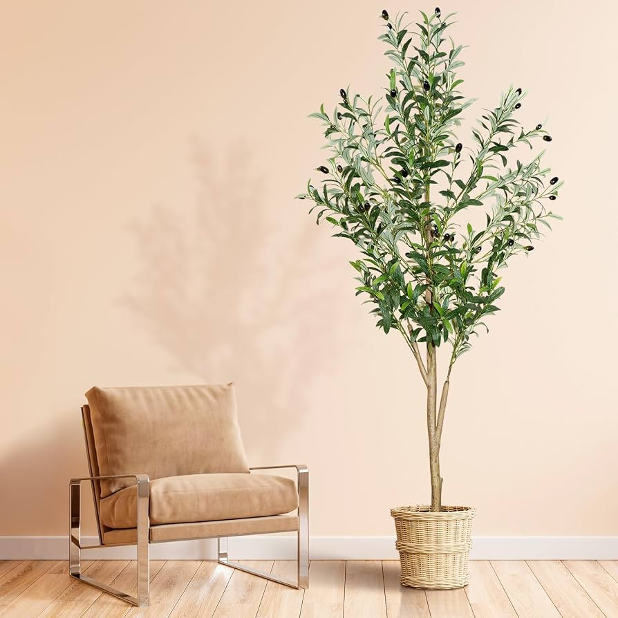 6ft Faux Olive Tree, Artificial Olive Tree Indoor, High Imitation Silk Plant Fake Olive Tree with... | Amazon (US)