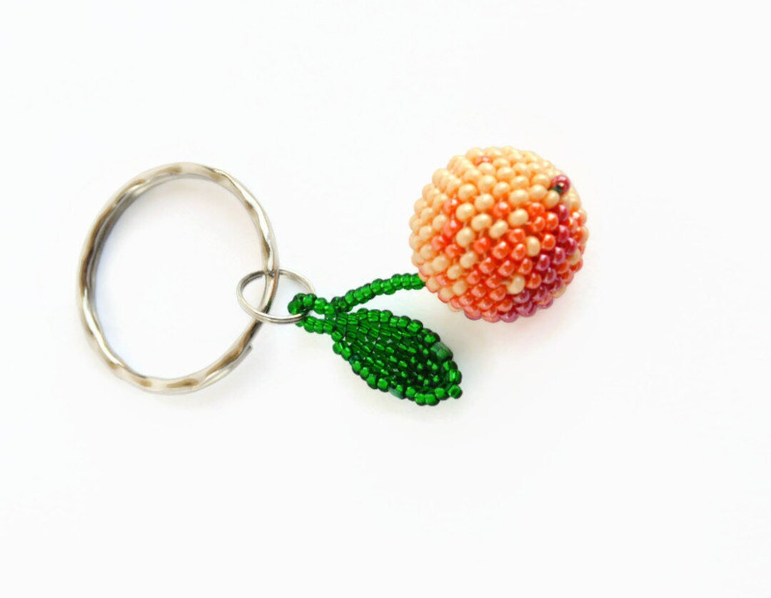 Peach Beaded Keychain for Women/ Fruit Accessory/ Small Keychain - Etsy | Etsy (US)