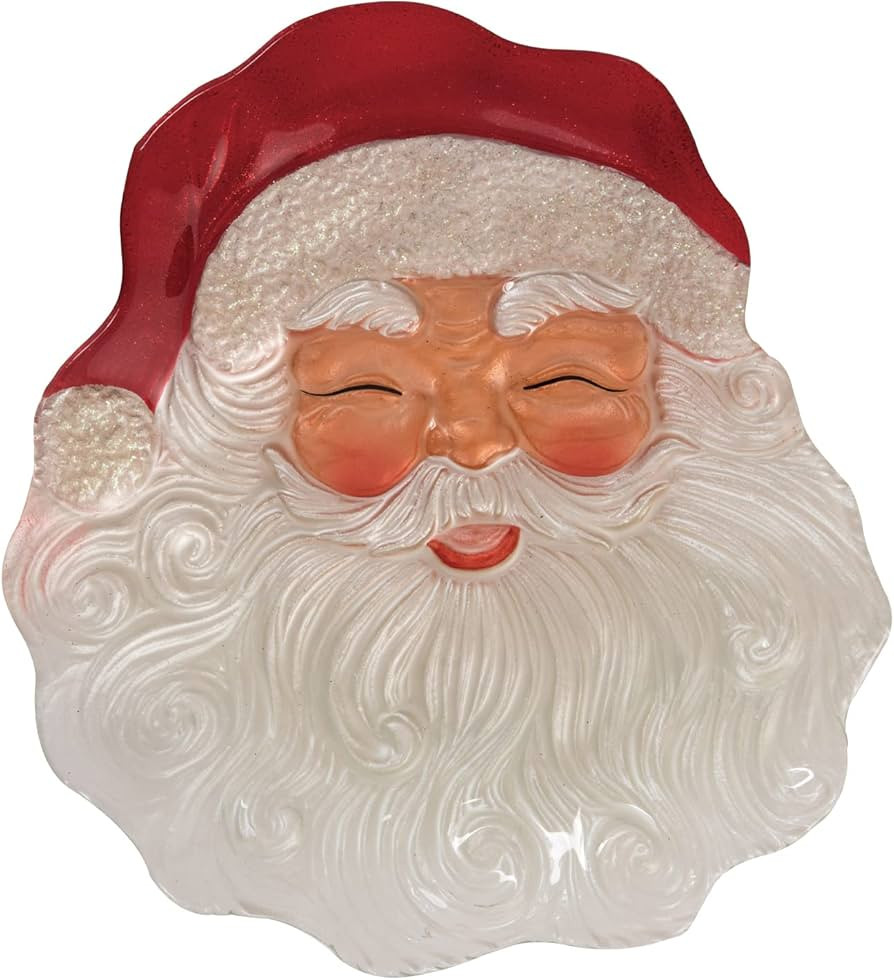 One Holiday Way 12-Inch Decorative Glass Jolly Santa Claus Face Christmas Plate – Classic Xmas ... | Amazon (US)