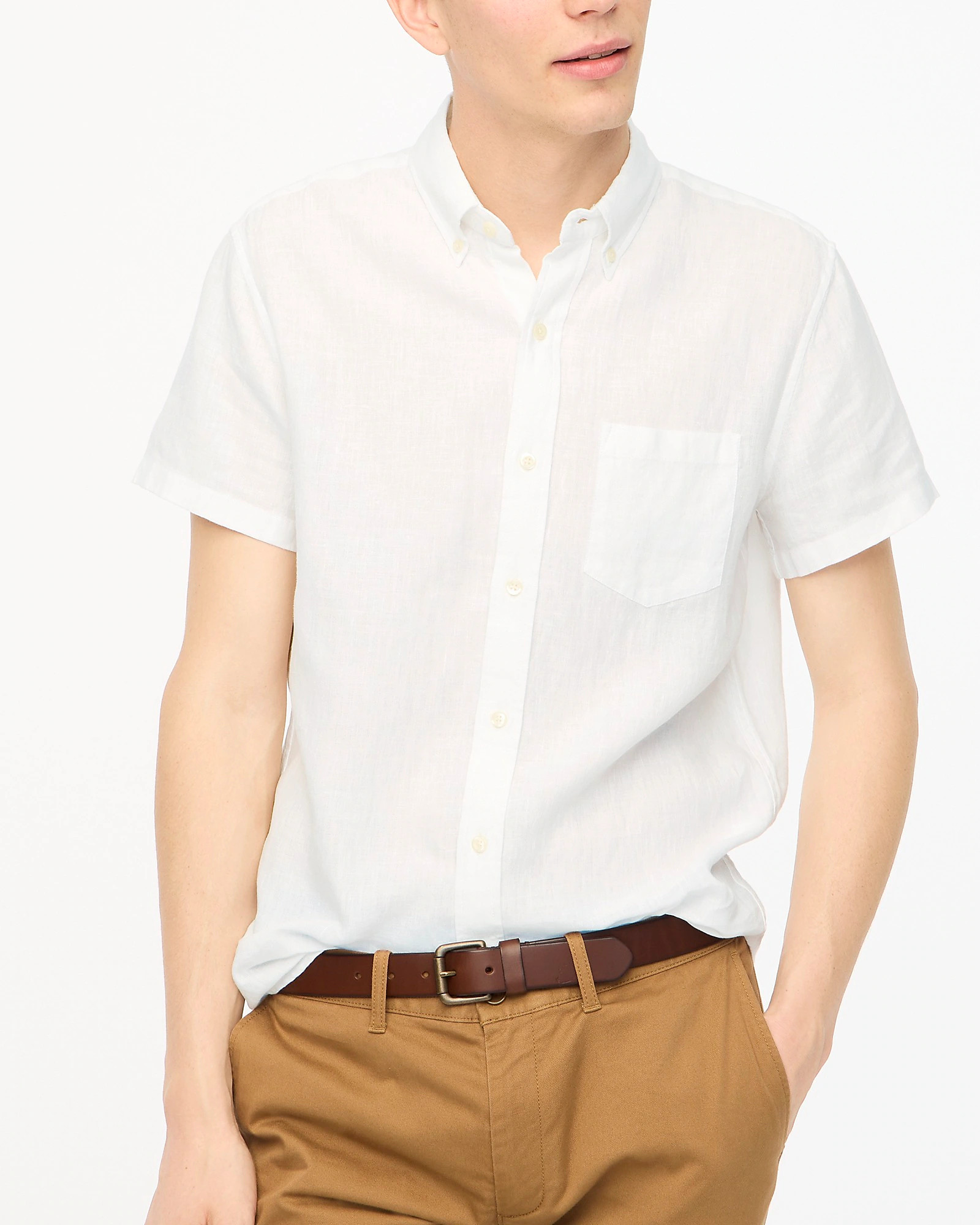 Short-sleeve slim linen-blend shirt | J.Crew Factory