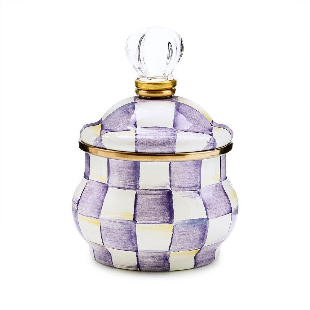 Violet Check Lidded Sugar Bowl | MacKenzie-Childs
