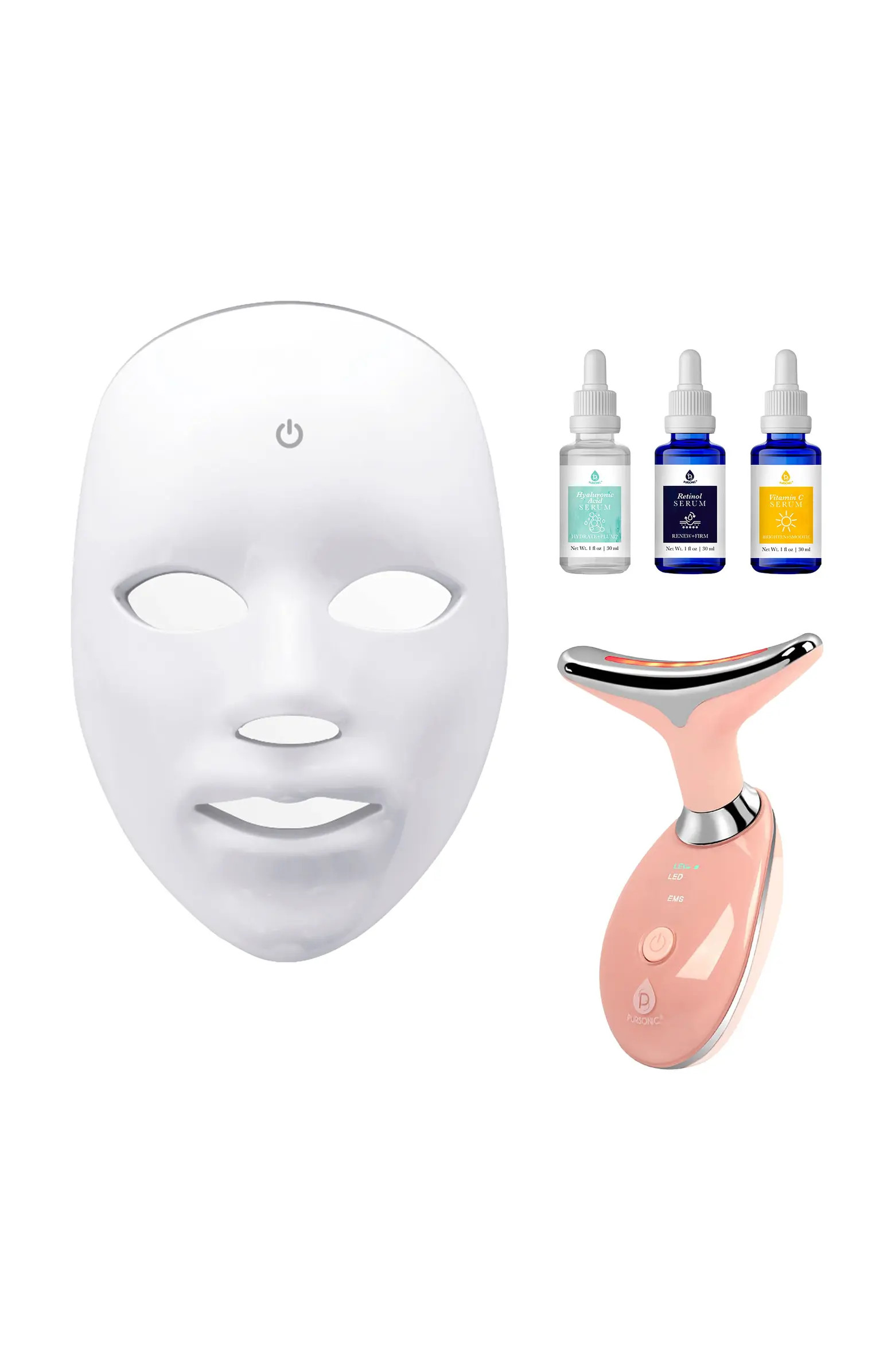 Complete LED Skincare Bundle - 7-in-1 LED Face Mask + Sculpting Wand + Anti-Aging Serum Set | Nordstrom