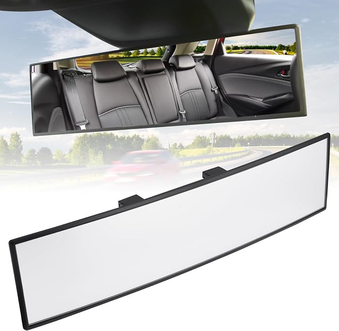 JOYTUTUS Panoramic Rear View Mirror, 12 Inch Wide Angle Clip On Mirror, Universal Car Interior Ac... | Amazon (US)