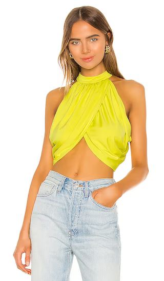 Emani Wrap Crop Top in Chartreuse | Revolve Clothing (Global)