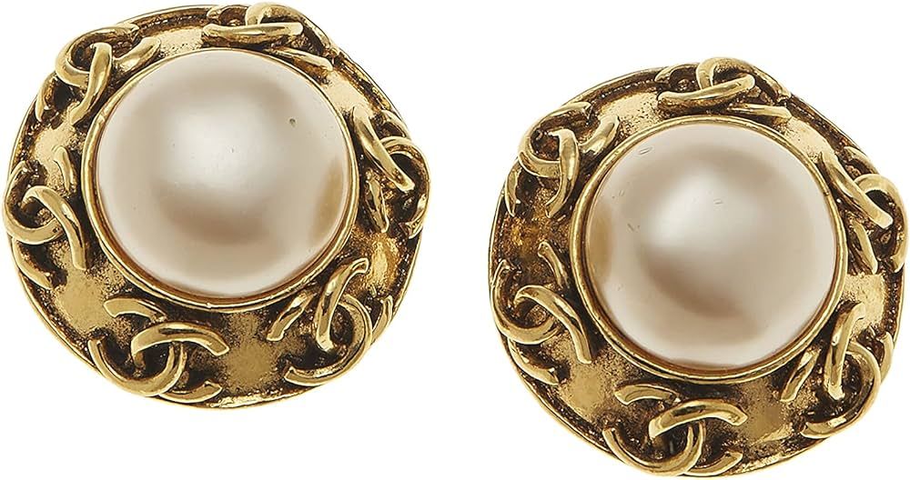 Amazon.com: Chanel, Pre-Loved Gold & Faux Pearl Button 'CC' Earrings, Gold : Clothing, Shoes & Je... | Amazon (US)