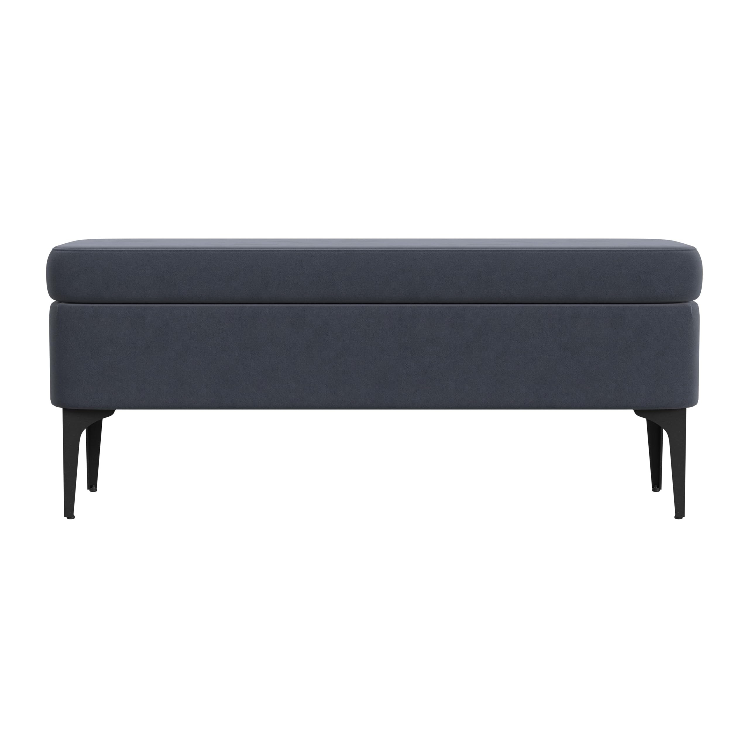 HomePop Upholstered Storage Bench with Metal Leg Home Décor|Bench with Storage for Living Room & Entryway - Blue Velvet | Amazon (US)