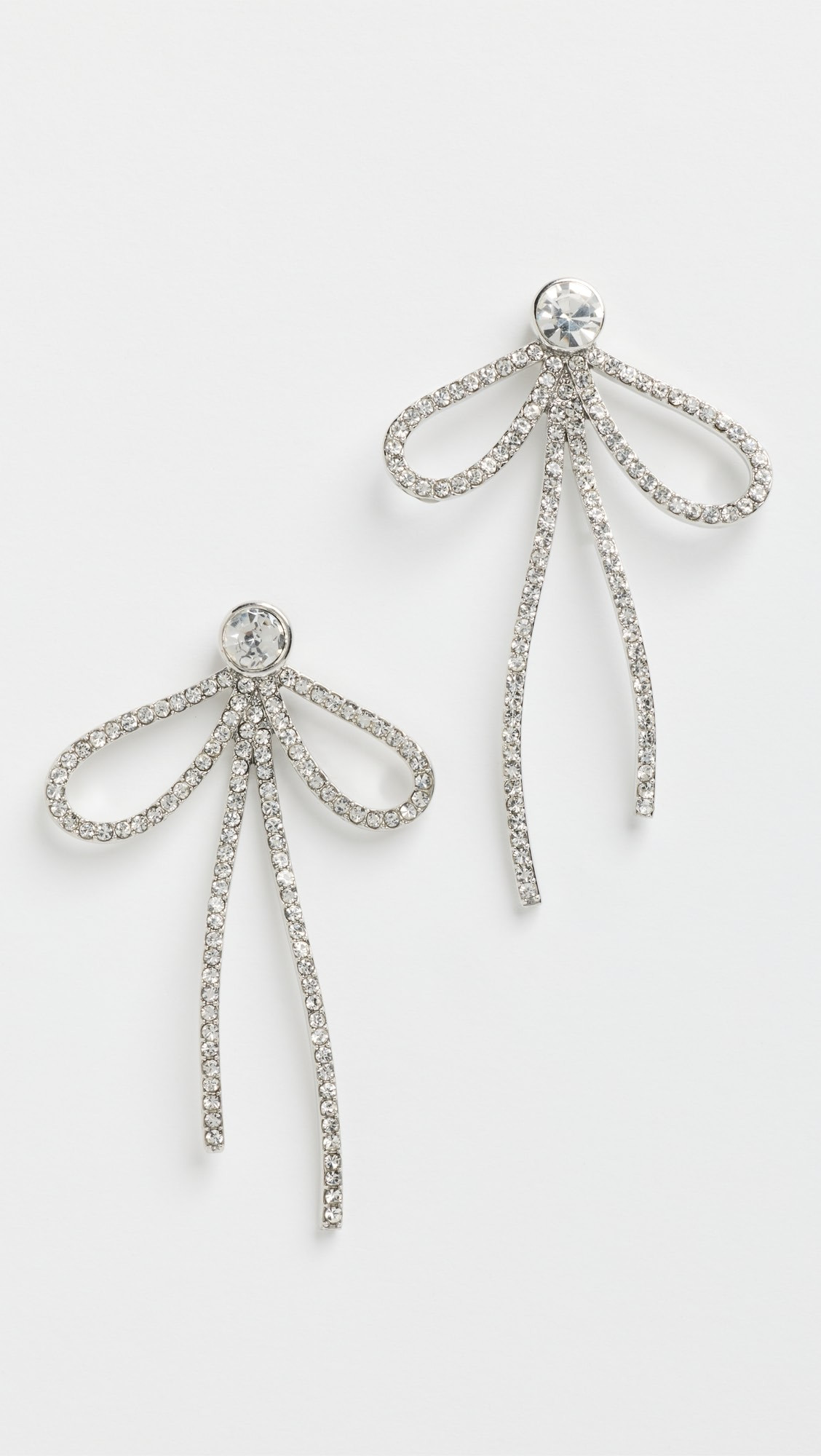 Silver Pave Bow Earrings | Shopbop