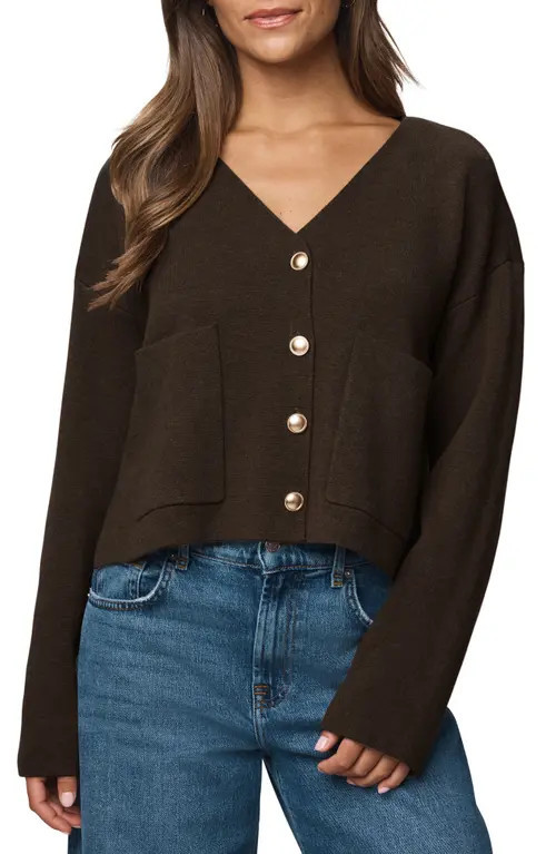 Splendid Libby Crop Cardigan in Soft Chocolate Brown at Nordstrom, Size Large | Nordstrom